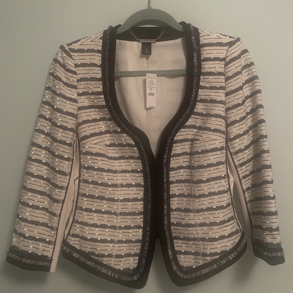 White House Black Market Striped Tweed Jacket Blazer
